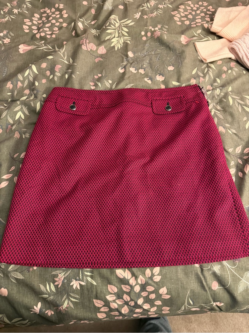 LOFT Raspberry Textured Mini Skirt with Flap Pockets - Picture 3 of 6